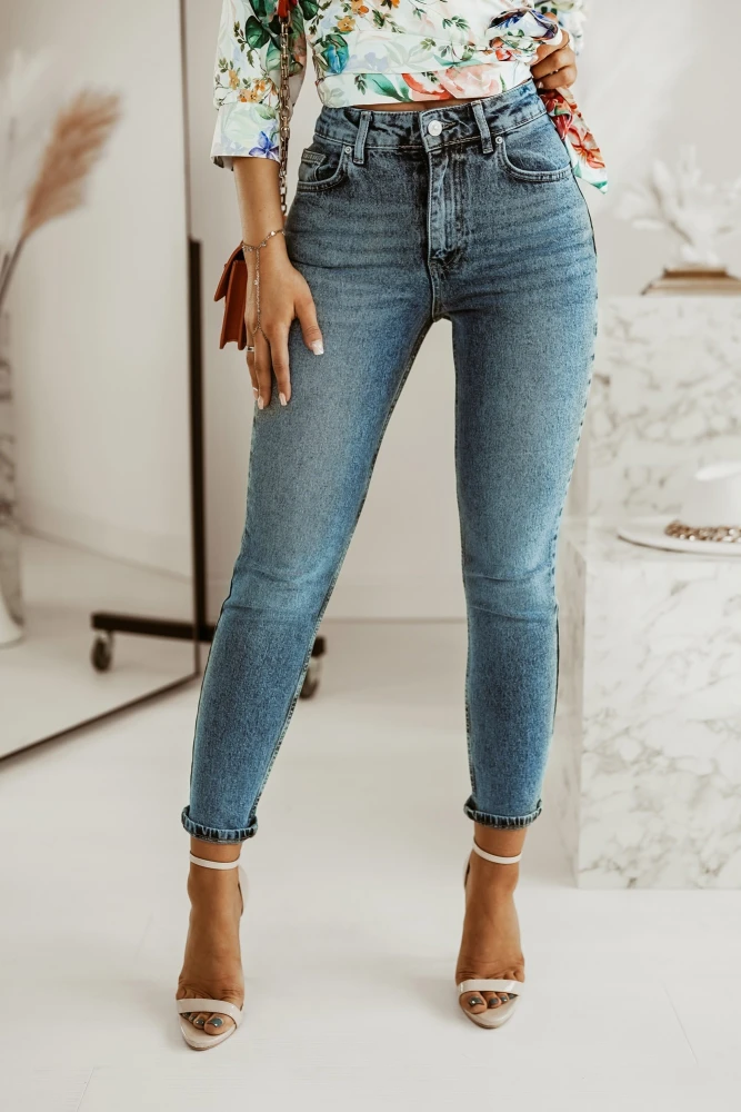 SPODNIE JEASNOWE Z WYSOKIM STANEM