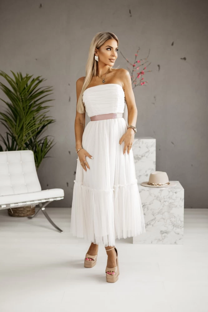 SUKIENKA TIULOWA MIDI ELLEN ECRU