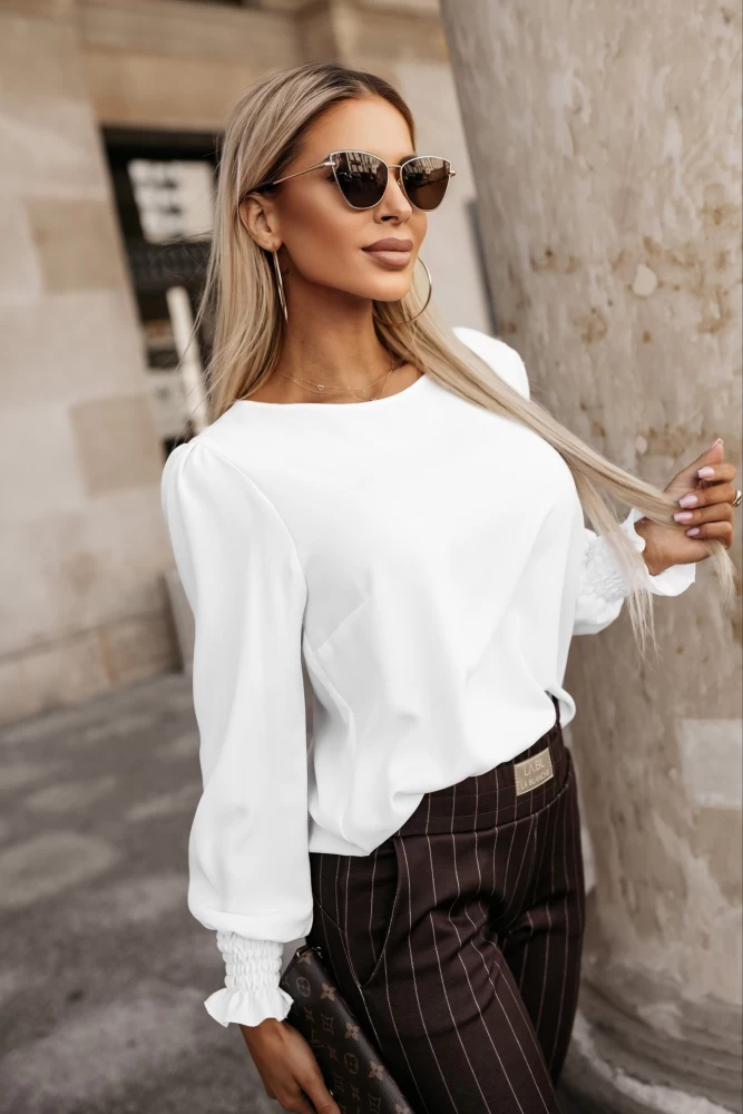 KOSZULA PENELOPE ZE ŚCIĄGACZAMI NA RĘKAWACH BIAŁA