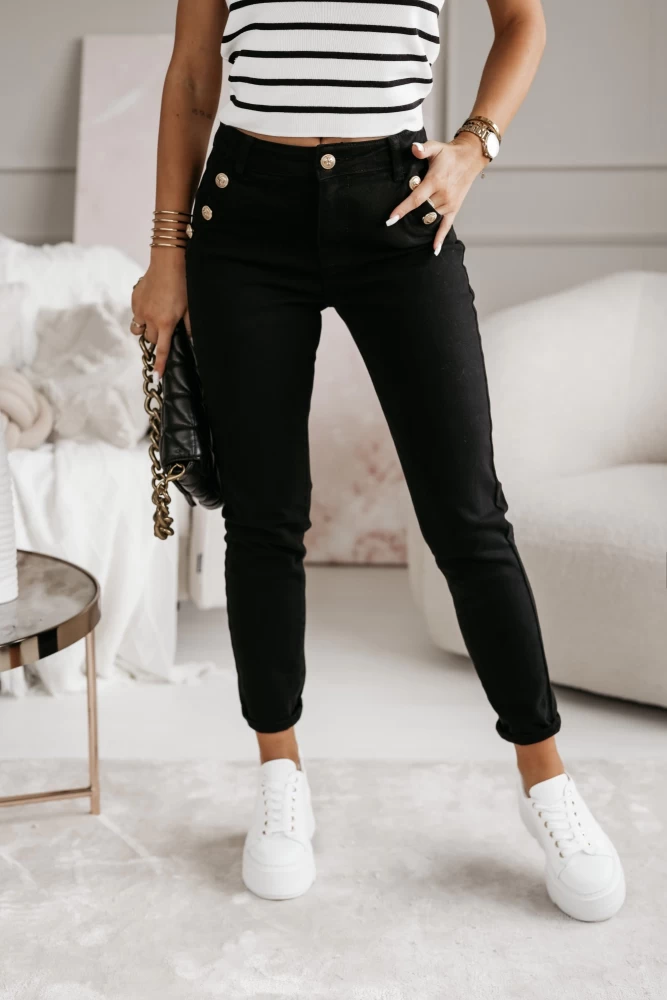 SPODNIE DENIMOWE BUTTONS CZARNE