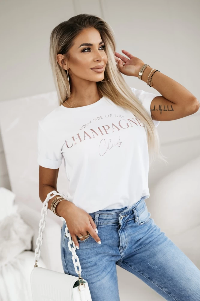 T-SHIRT CHAMPAGNE CLUB BIAŁY