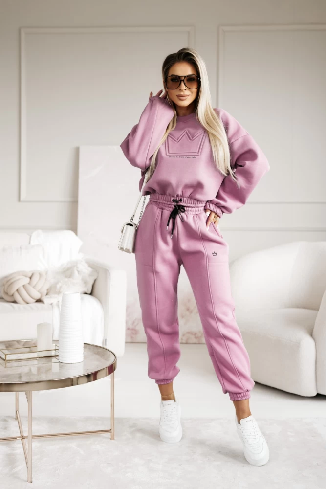 KOMPLET DRESOWY KORONA BLUZA + SPODNIE INDYJSKI RÓŻ