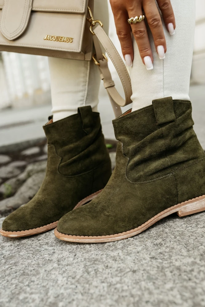 BOTKI ZAMSZOWE ZA KOSTKĘ CIEMNE ZIELONE