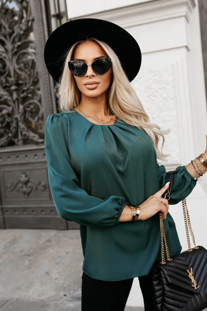 BLUZKA KOSZULOWA BONA ZIELEŃ BUTELKOWA