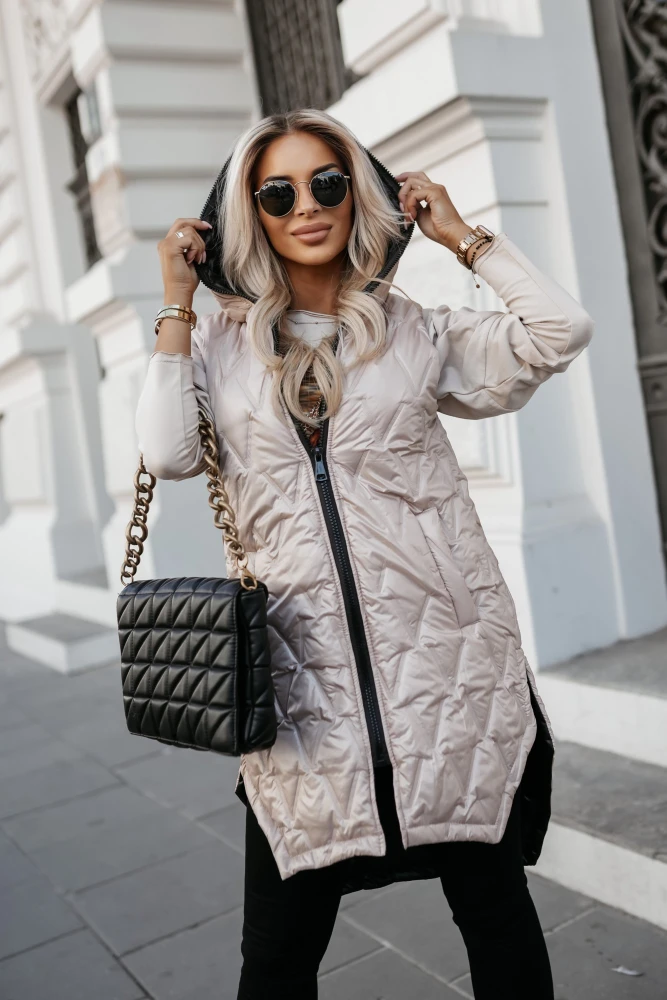 KAMIZELKA PIKOWANA POWER Z KAPTUREM BEŻOWA