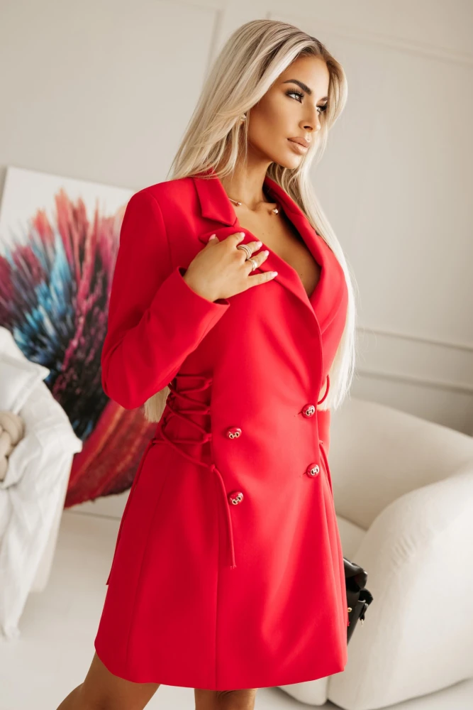 SUKIENKA MARYNARKA GORSETOWA WIĄZANA NA BOKACH CZERWONA