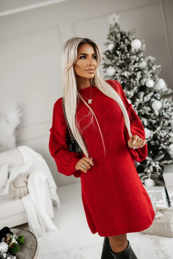 SUKIENKA SWETERKOWA KELLY Z WEŁNĄ CZERWONA