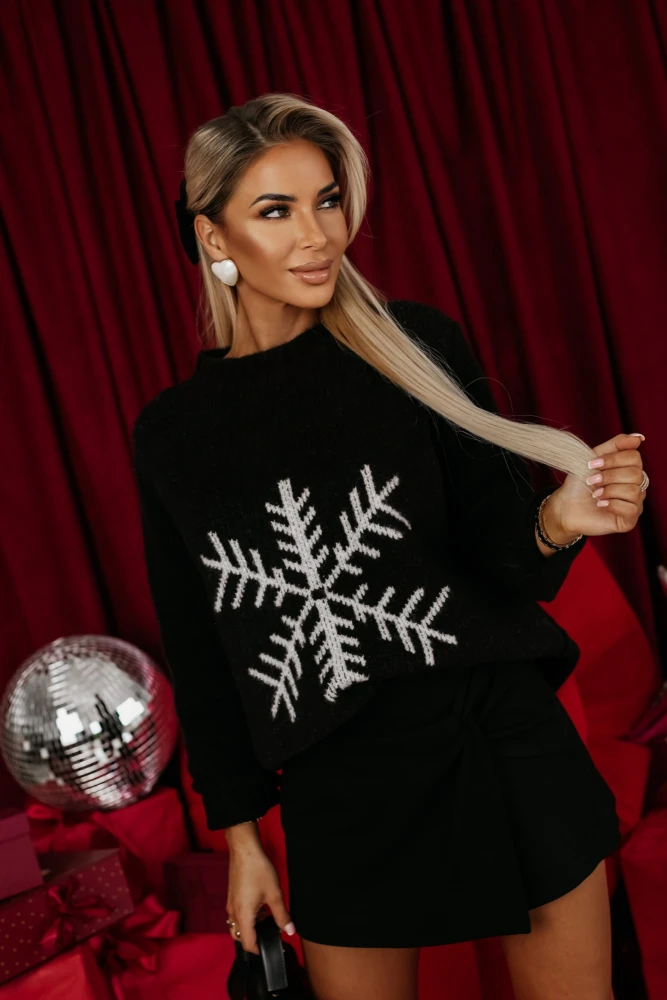 SWETER ŚNIEŻYNKA CZARNY