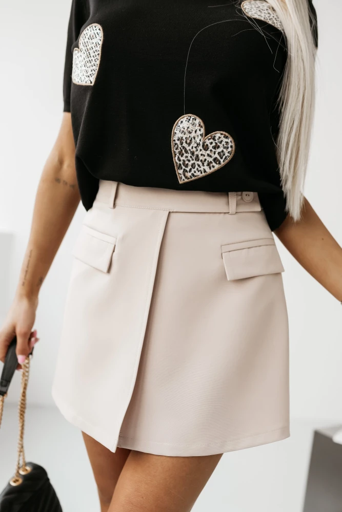 SPÓDNICO-SPODENKI Z OZDOBNYMI PATKAMI BEŻOWE