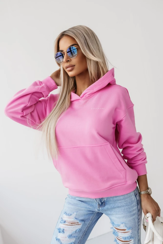 BLUZA BAWEŁNIANA Z MINIMALISTYCZNYM NAPISEM RÓŻOWA