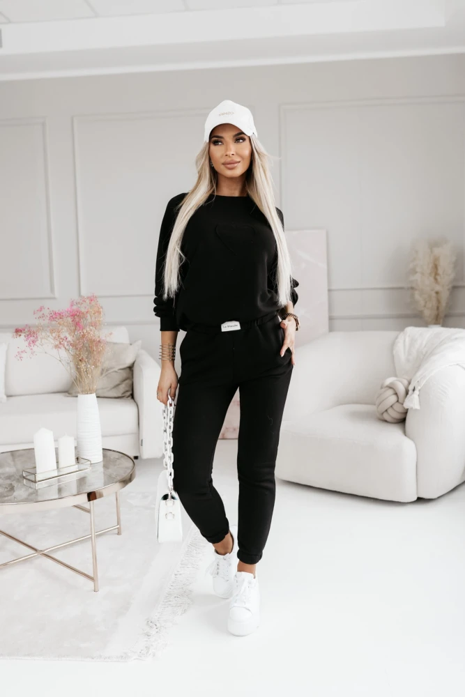KOMPLET DRESOWY LOVE ME BLUZA + SPODNIE CZARNY