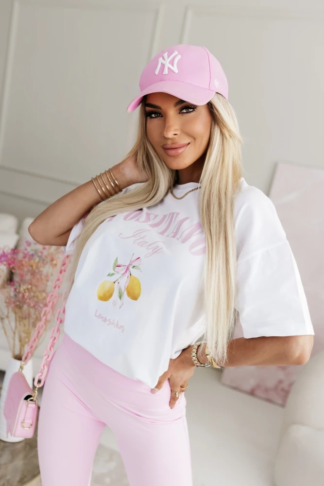 T-SHIRT BAWEŁNIANY POSITIANO ITALY BIAŁY