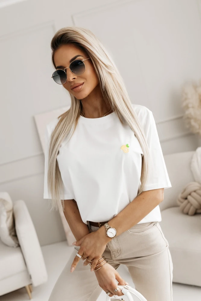 T-SHIRT BAWEŁNIANY LEMON ECRU