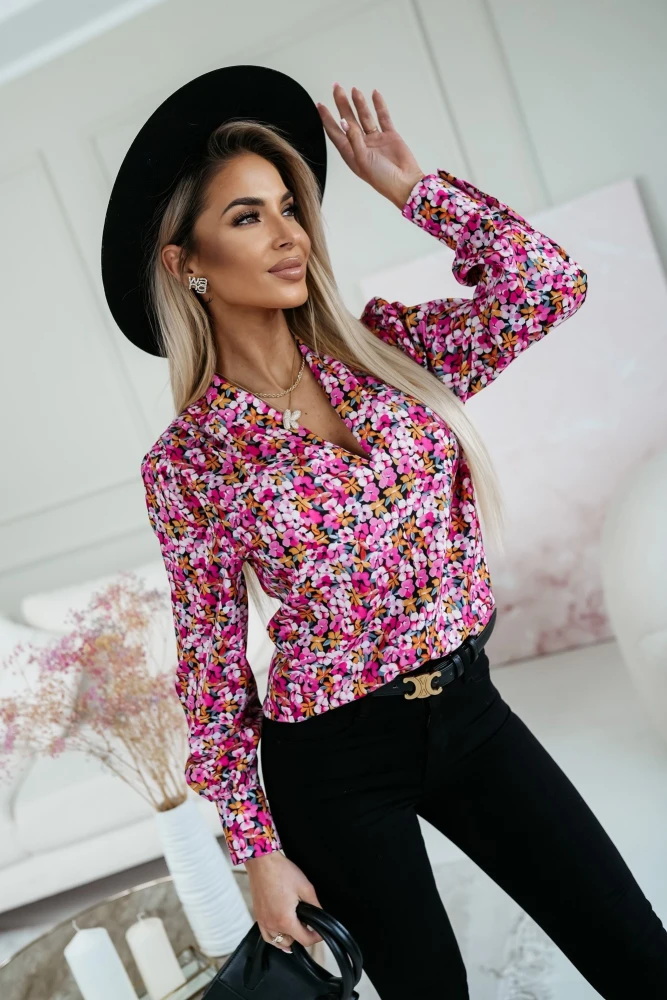 KOSZULA BEATRICE Z DEKOLTEM W SEREK ŁĄCZKA POMARAŃCZOWO-RÓŻOWA