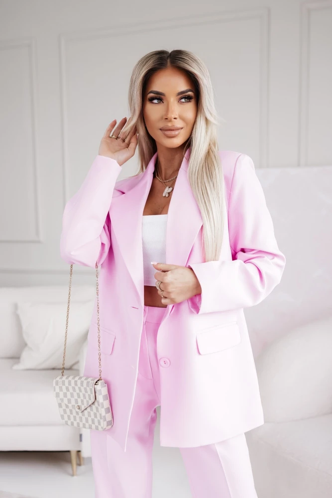 MARYNARKA JERRY ZAPINANA NA DWA GUZIKI PUDROWY RÓŻ