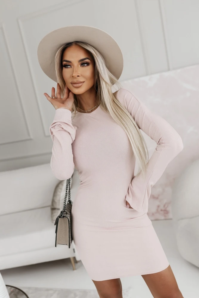 SUKIENKA MINI WEDNESDAY Z PRĄŻKOWANEGO MATERIAŁU BRUDNY RÓŻ