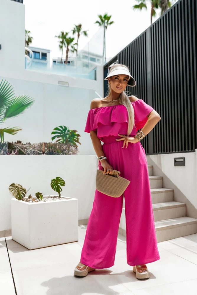 KOMBINEZON CASABLANCA Z FALBANKĄ FUKSJA