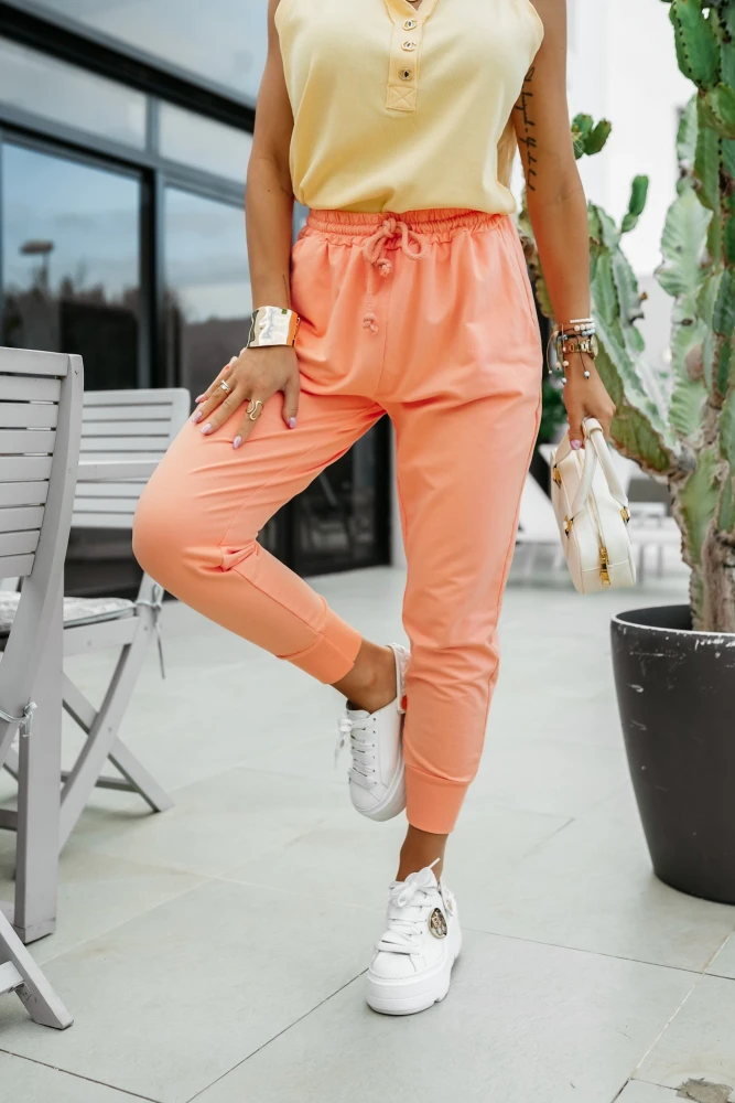 SPODNIE ALEX BAWEŁNIANE DRESOWE Z GUMĄ W PASIE POMARAŃCZOWE