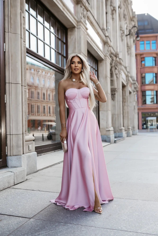 SUKIENKA MAXI KATHERINE WIĄZANA NA PLECACH BRUDNY RÓŻ