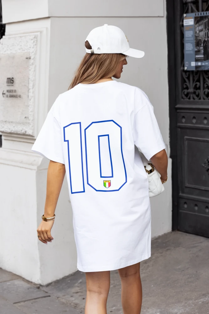 SUKIENKA O KROJU T-SHIRT BAWEŁNIANA ITALIA BIAŁA