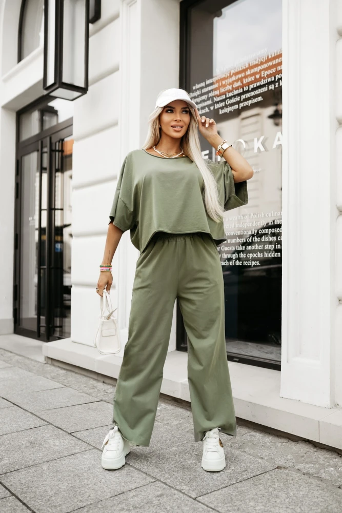 KOMPLET DRESOWY MAGIC BAWEŁNIANY BLUZKA Z KRÓTKIM RĘKAWEM + SPODNIE KHAKI