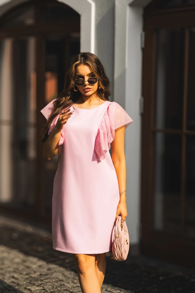 SUKIENKA BUTTERFLY Z TIULOWYMI WSTAWKAMI RÓŻOWA