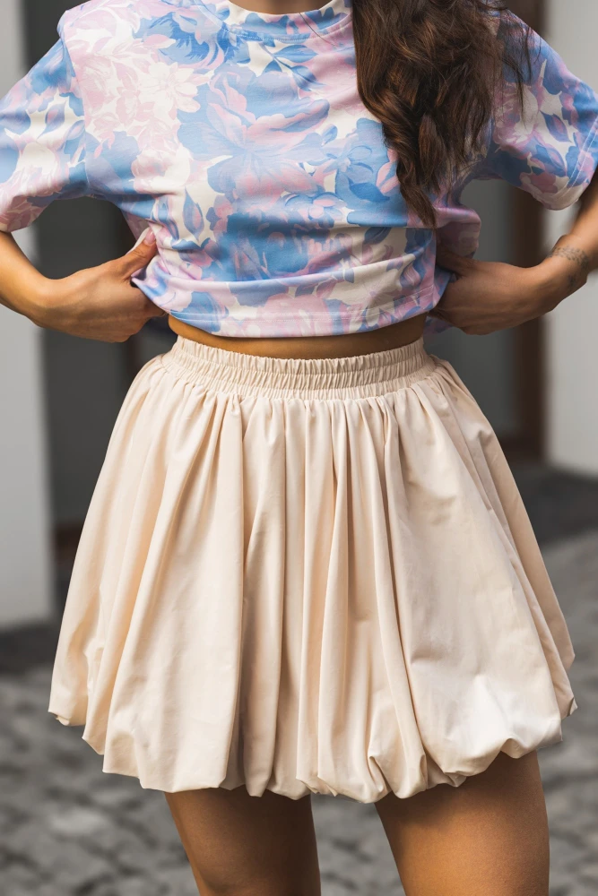 SPÓDNICA NA GUMKĘ BOMBKA BEŻOWA