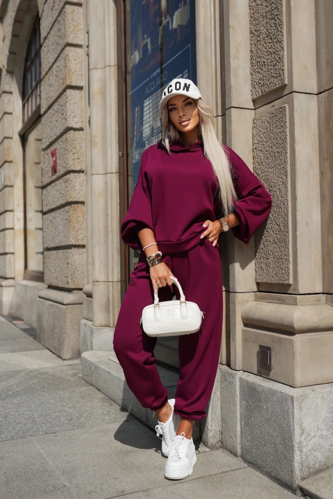 KOMPLET DRESOWY GRANDE BLUZA + SPODNIE BURGUNDOWY