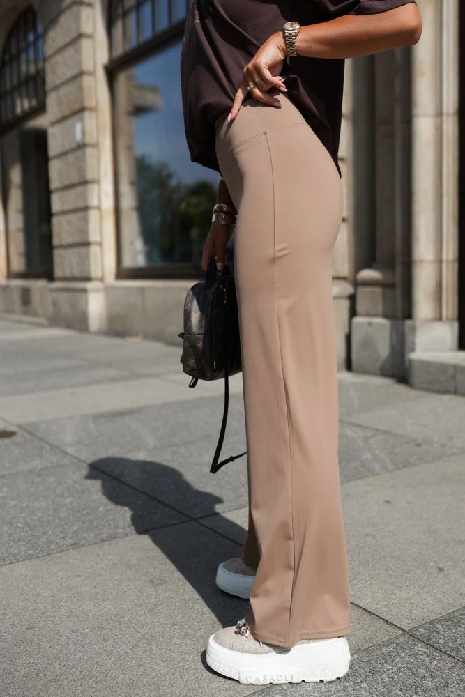 SPODNIE LEGGINSY LUXURY Z WYSOKIM STANEM BRĄZOWE