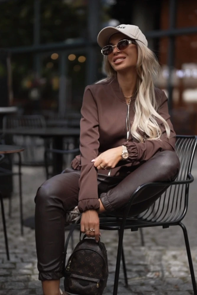 BLUZA BOMBERKA ZIP BRĄZOWA