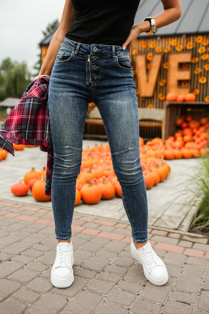 SPODNIE JEANSOWE RIPPED CIEMNY JEANS