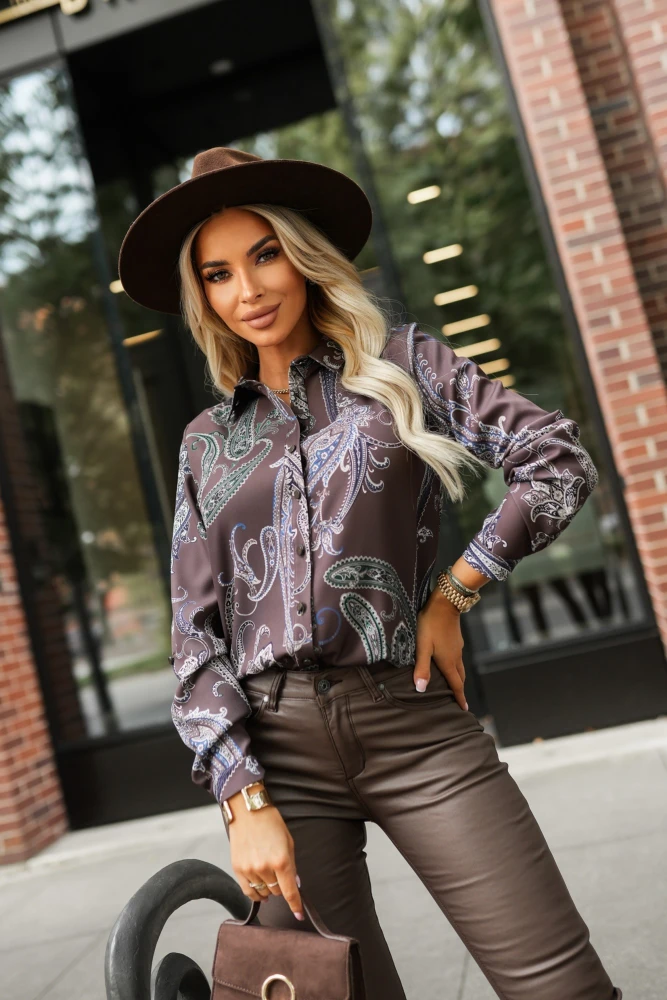 KOSZULA LAURA ETNO CZEKOLADOWA