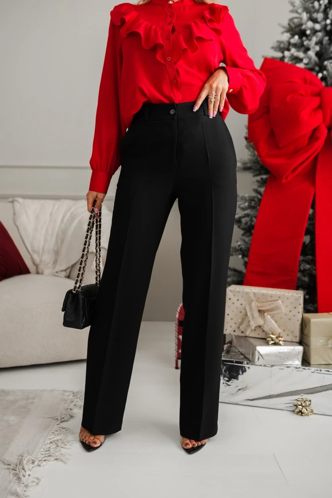 SPODNIE KLASYCZNE W KANT CZARNE