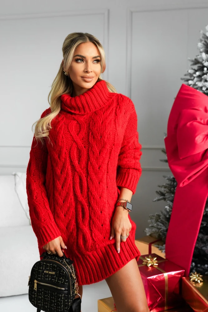 SWETER PLECIONY NORDIC GOLF Z WEŁNĄ CZERWONY