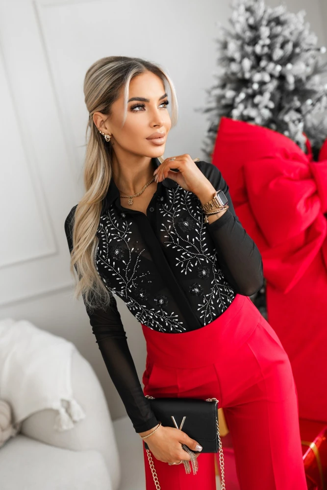 BODY ZDOBIONE WYSZYWNAMI KORALIKAMI I CEKINAMI CZARNE