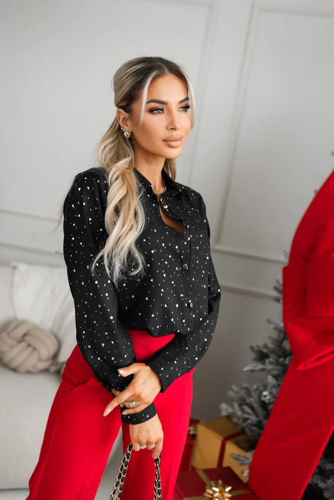 KOSZULA CLAIRE ZAPINANA NA GUZIKI CZARNO-SREBRNA