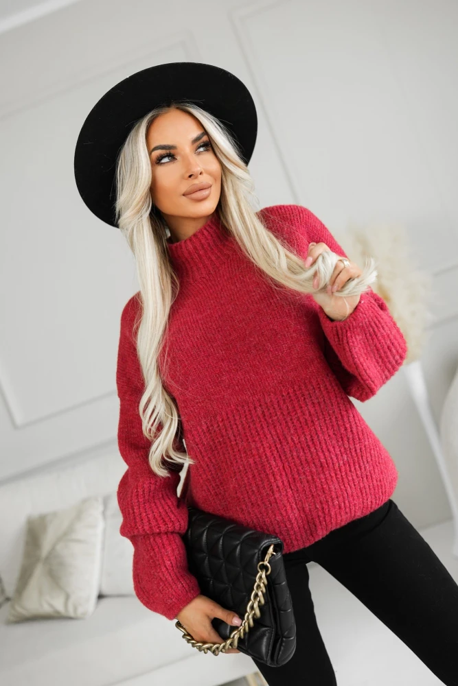 SWETER CHARLIE Z WEŁNĄ CZERWONY