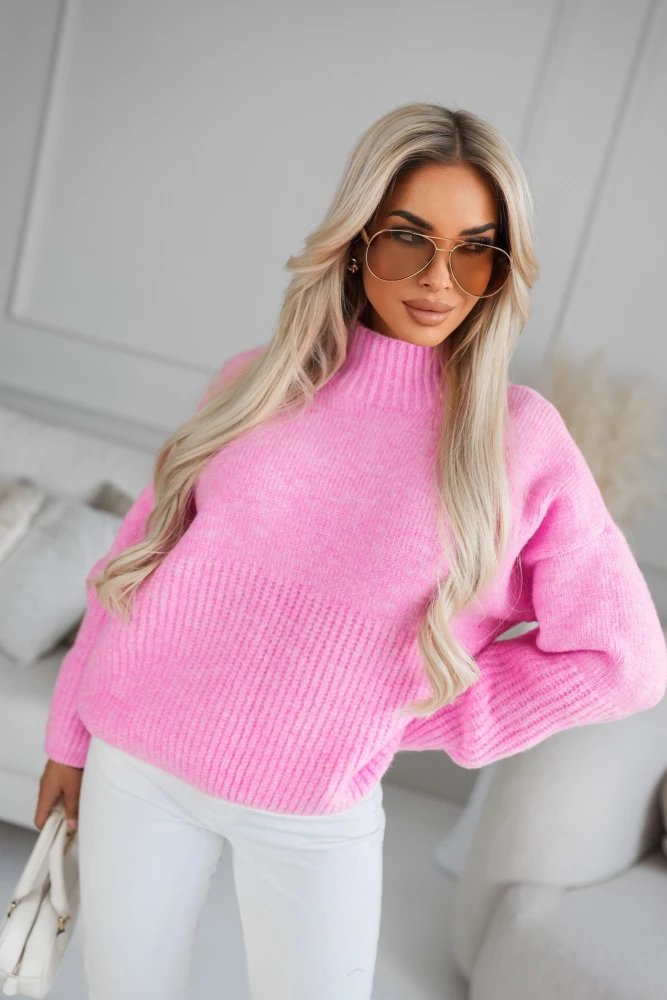 SWETER CHARLIE Z WEŁNĄ RÓŻOWY