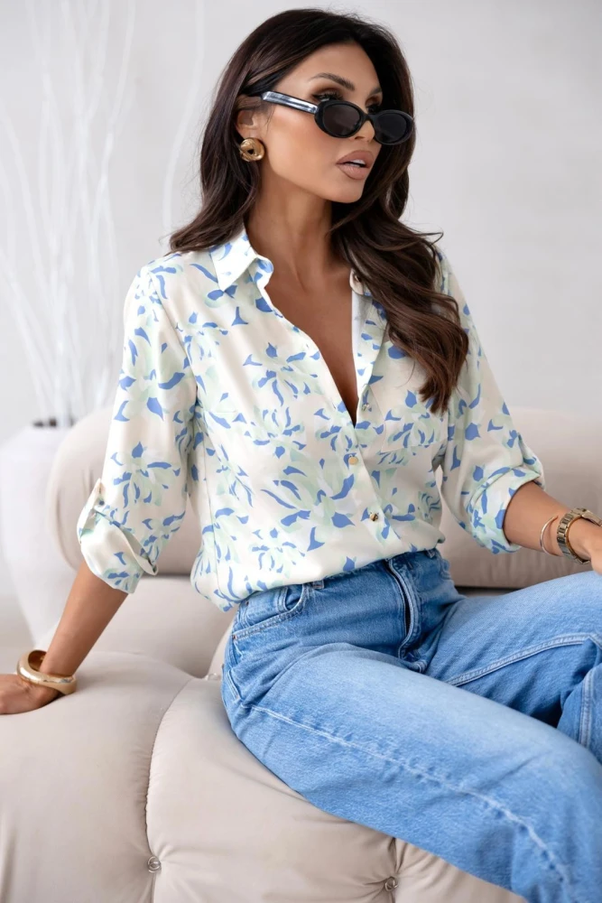 KOSZULA Z KIESZONKĄ VENESS OLIWKOWO-ŻÓŁTA