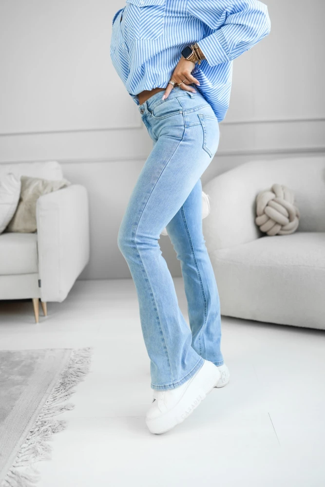 SPODNIE JEANSOWE FLAM DZWONY BŁĘKITNY JEANS