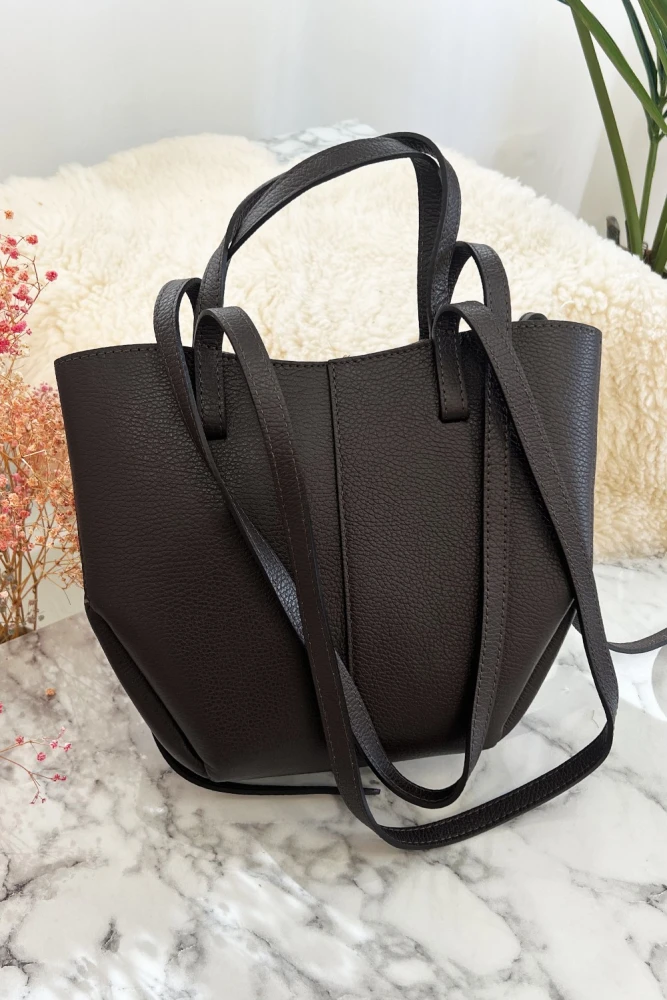 TOREBKA TYPU SHOPPER BAG ZE SKÓRY NATURALNEJ CZEKOLADOWA