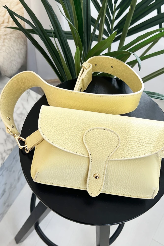 TOREBKA LISTONOSZKA ZE SKÓRY NATURALNEJ ŻÓŁTA