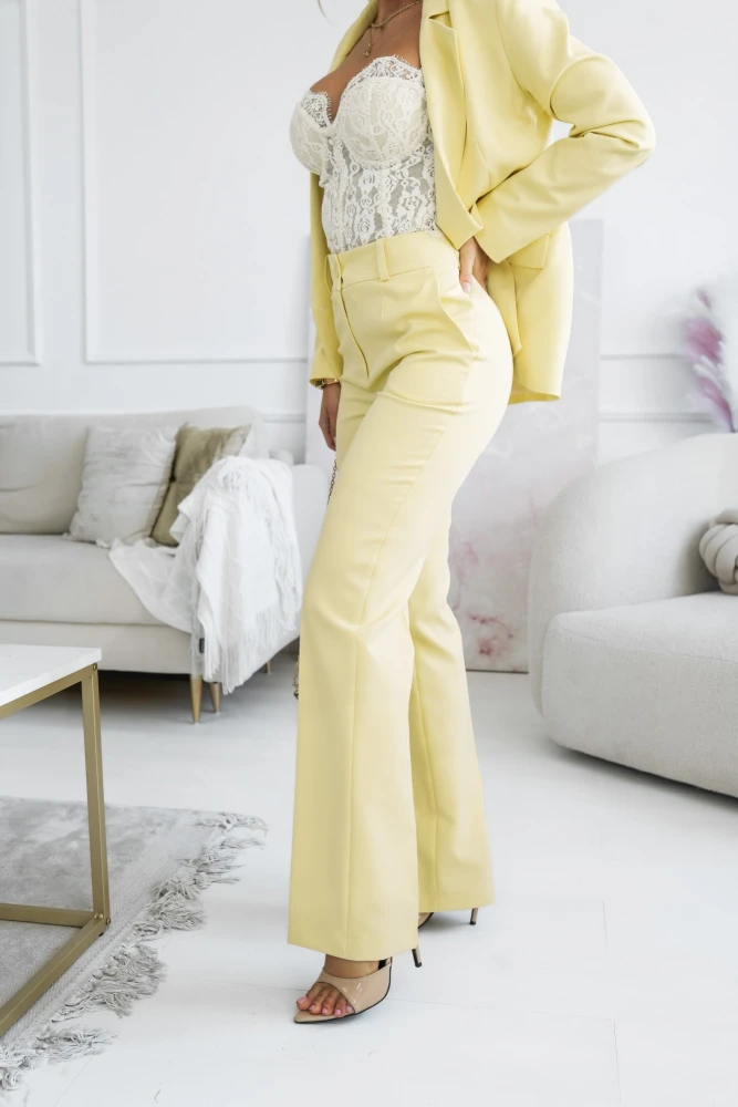 SPODNIE KLASYCZNE W KANT ŻÓŁTE